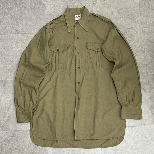希少　フランス軍　40s WW2 長袖シャツ　マチ付き　フレンチアーミー　ユーロ