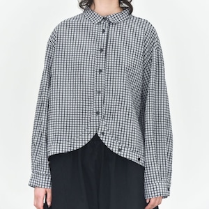 CHECKERED TINY COLLAR SHORT DESIGN SHIRT JACKET 3colors M-16116