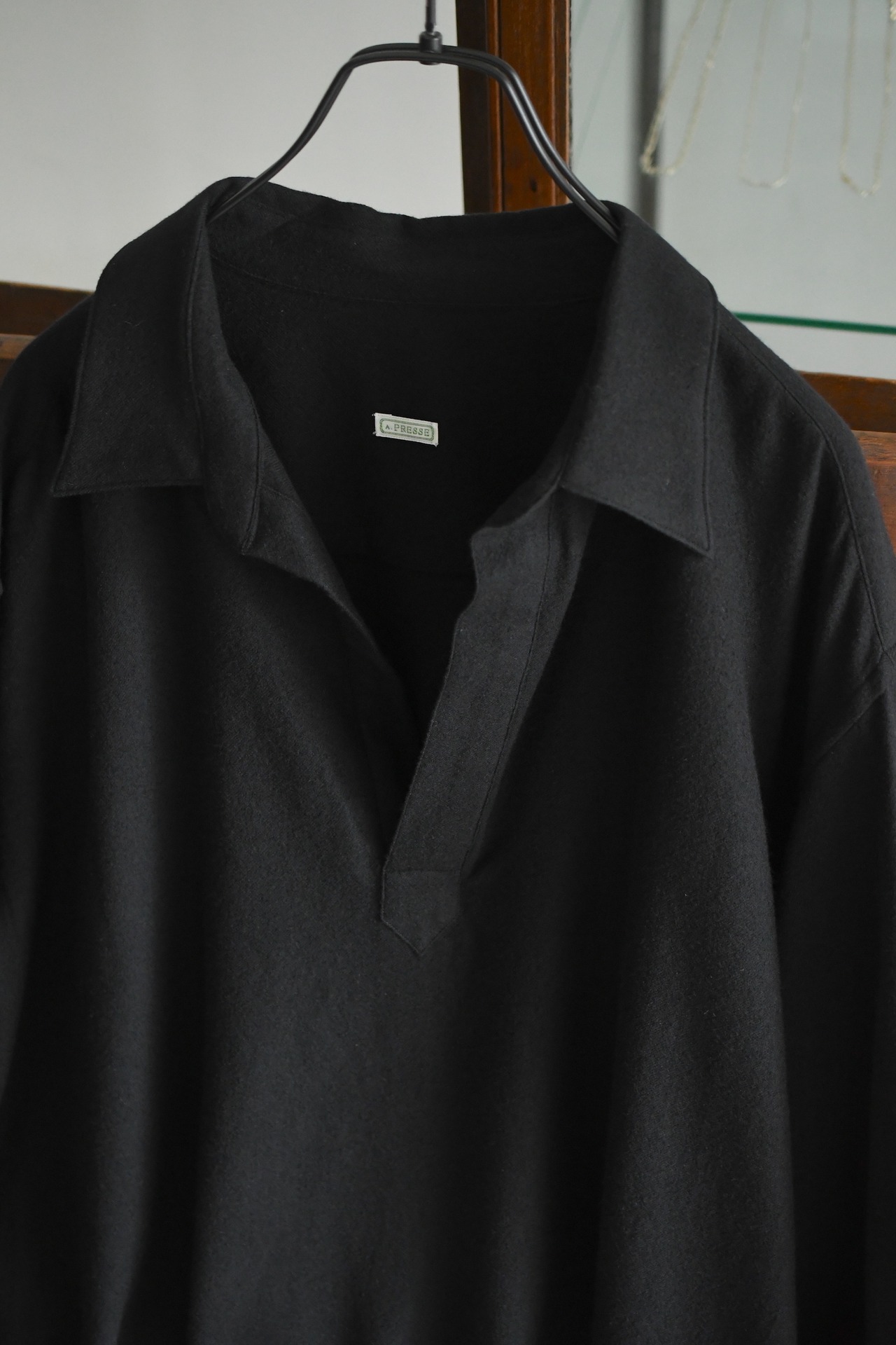 A.PRESSE / Wool Skipper Shirt (BLACK)