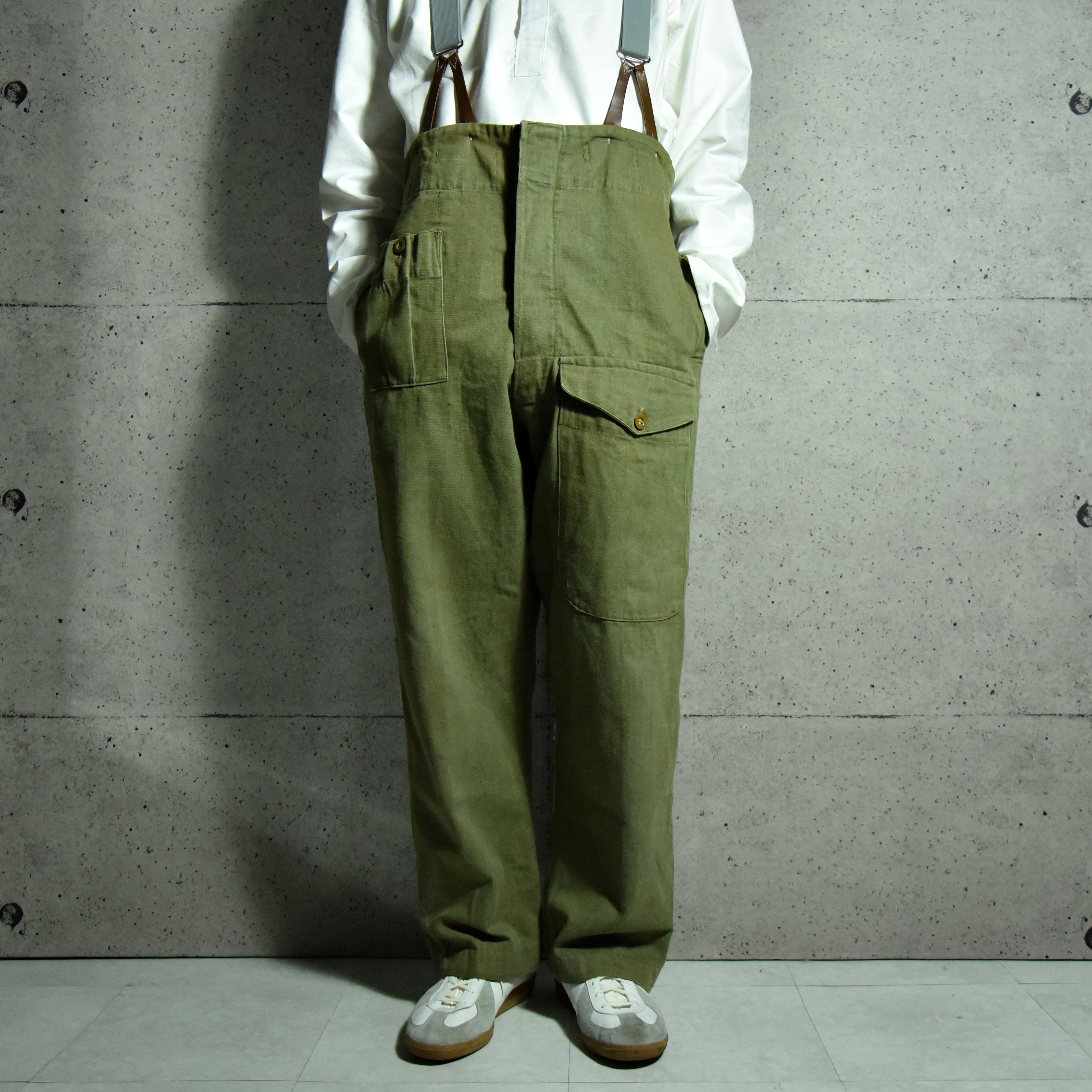 50s British Army Green Denim Pants イギリス軍 グリーンデニム