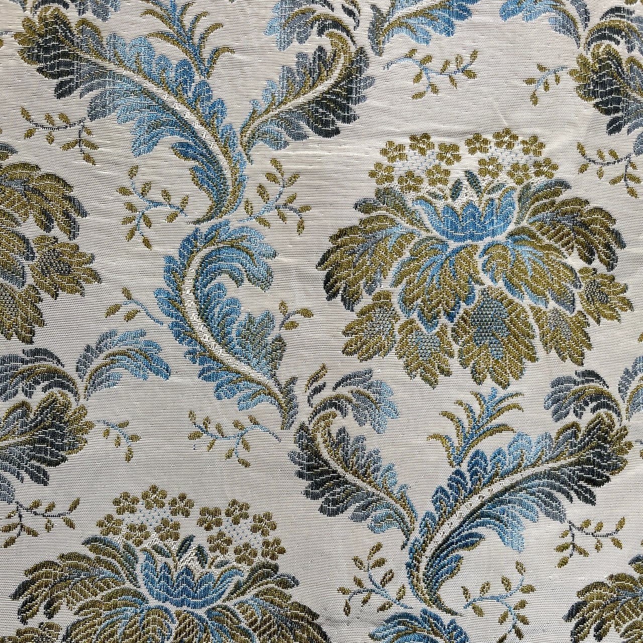 フランス製 ヴィンテージ 生地】ジャガード織り フラワー＆リーフ柄