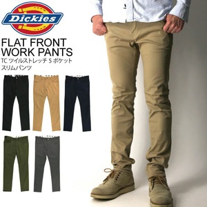 【送料無料】Dickies(ディッキーズ) FLAT FRONT WORK PANTS　TS ツイル ストレッチ 5ポケット スリムパンツ メンズ 153M40WD05 【最短即日発送】