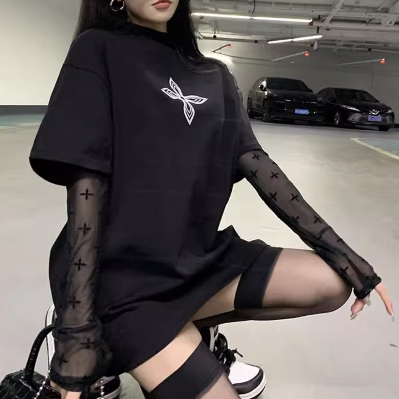 Short-sleeve T-shirt and mesh base layer set (ME414)