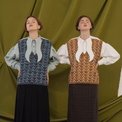 【2color】レトロミックスニットベスト C0078