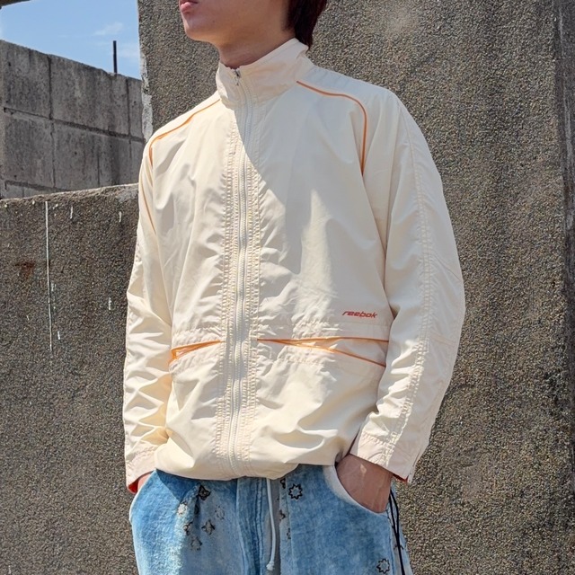 #7357 00s "Reebok" logo embroidery piping tech jacket