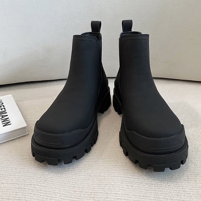 ZARA サイドゴア　ロングブーツ 厚底 美品】ZARA サイドゴアロングブーツ 厚底 トラックソール ブラック 38