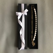 ［全2色］淡水パール × チェーン マンテルネックレス