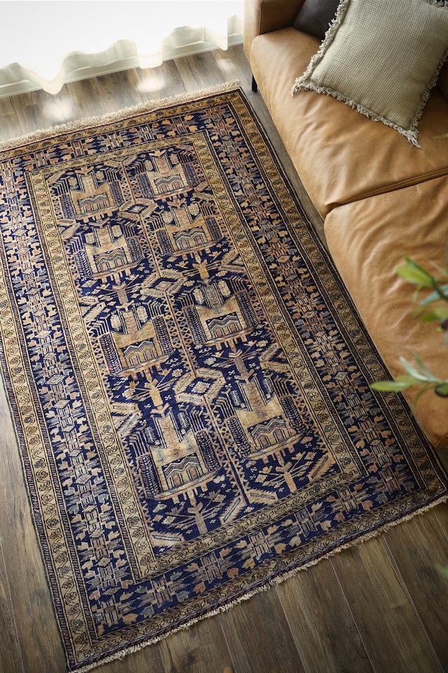 【586】Vintage Afghan Maliki family Baluch rug 1980's