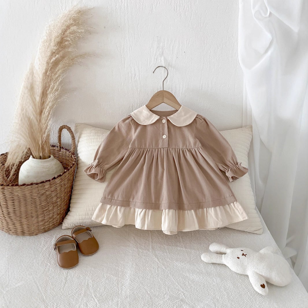 予約販売】（73-110cm）配色フリルワンピース | 子供服のMurababy