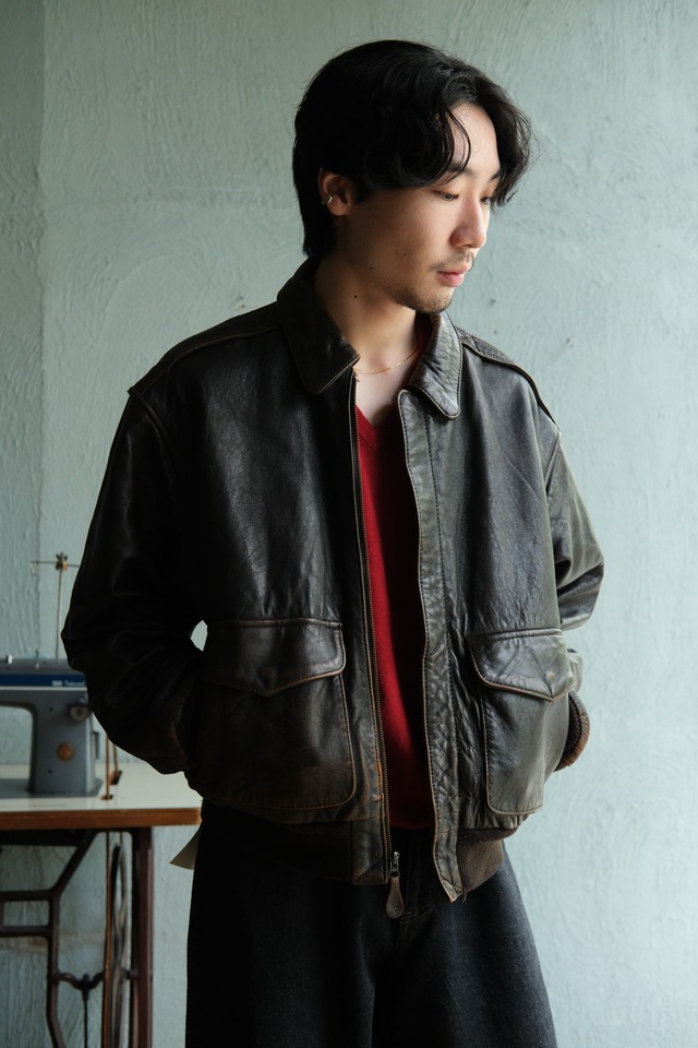 Utah ／80's "AVIREX" type A-2 flight leather jacket