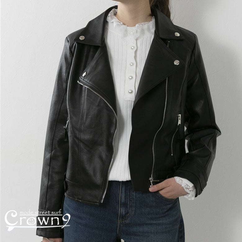 ロック モード レディース ダブルライダースジャケット PUレザー