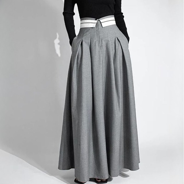High waist lapel flare skirt 2 colors　V1763