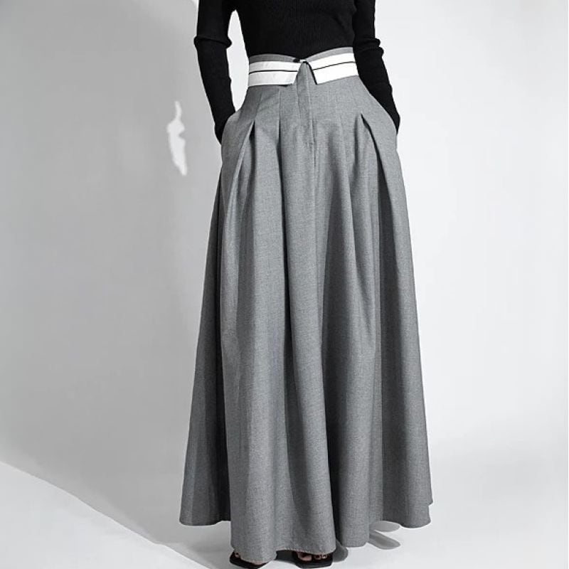 High waist lapel flare skirt 2 colors V1763