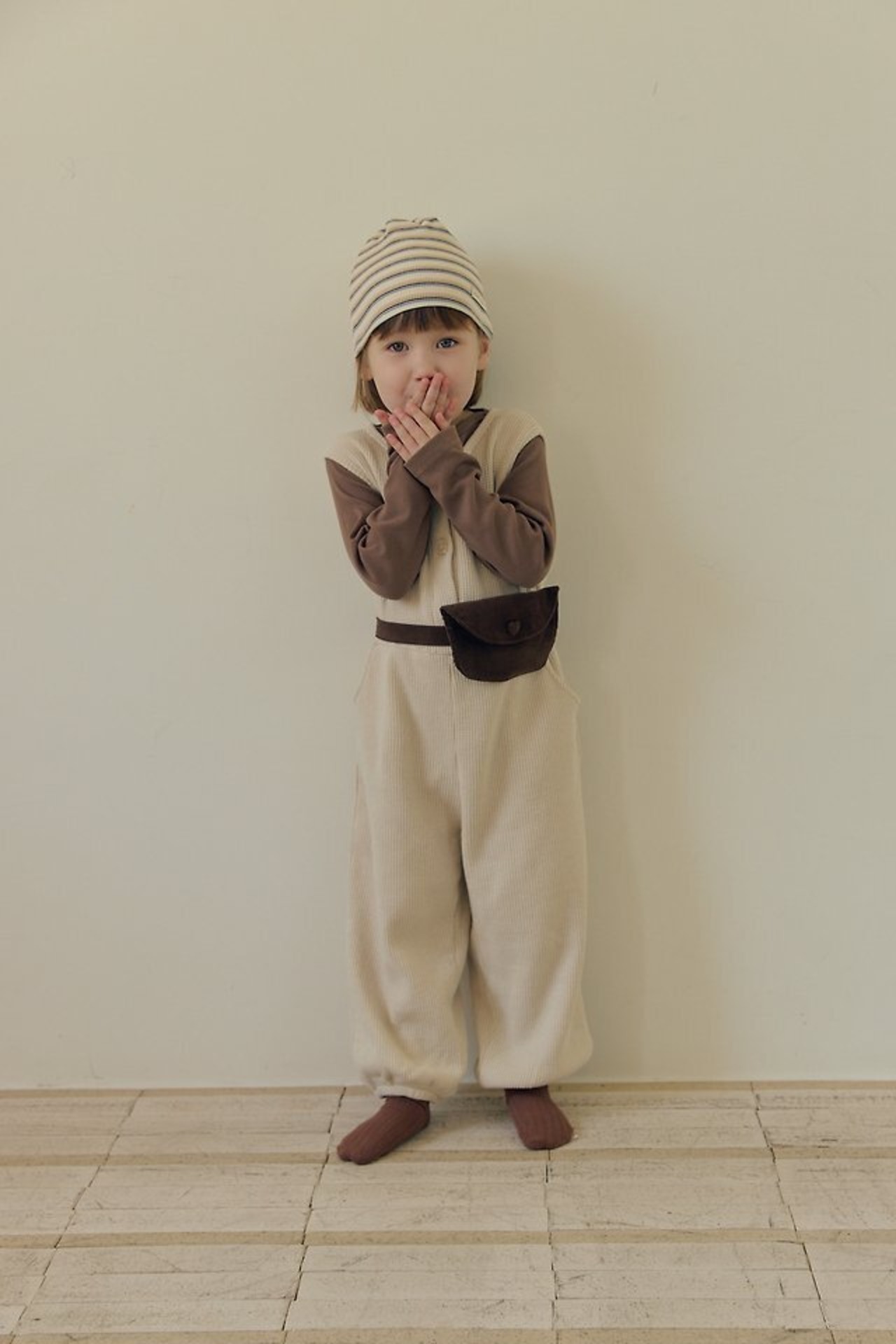 韓国子供服 / 26Autumn / 〖取寄〗MOME / ワッフルボタンボディスーツ / キッズ服 /ナチュラル服 / 秋服 *XS~L*