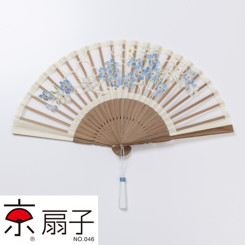 額透かし彫扇 紗月 わすれな草 白