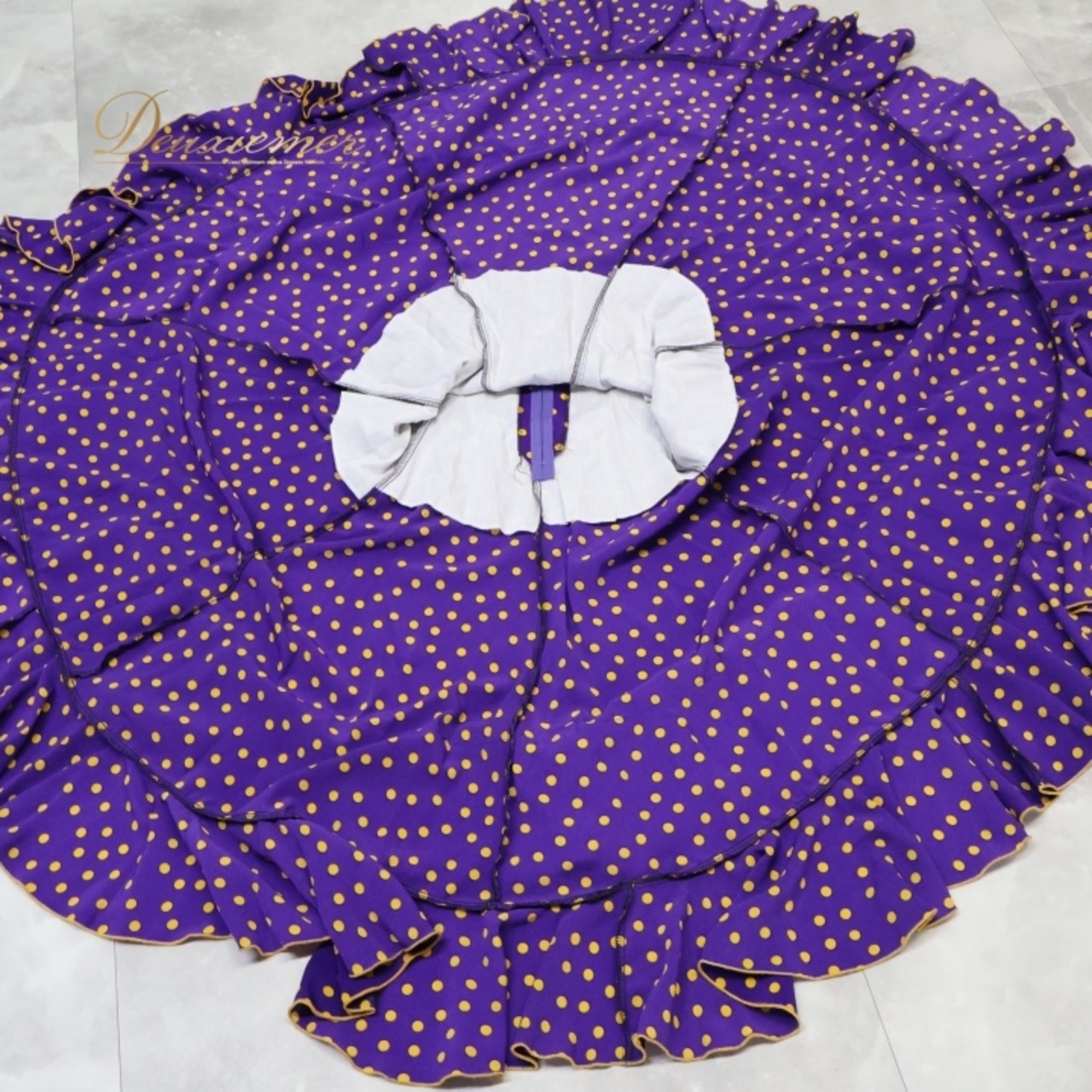 フラメンコ 衣装 ファルダ スカート Luisa ルイサ ボランテ フリル ドット 水玉 紫 黄色 かわいい レトロ パープル系 イエロー系 レッスン 練習 可愛い スカート フラメンコ衣装 おしゃれ ダンス衣装 ドット柄 レディース 練習着 おしゃれスカート かわいいスカート レトロデザイン フリルスカート ファッション 舞台衣装