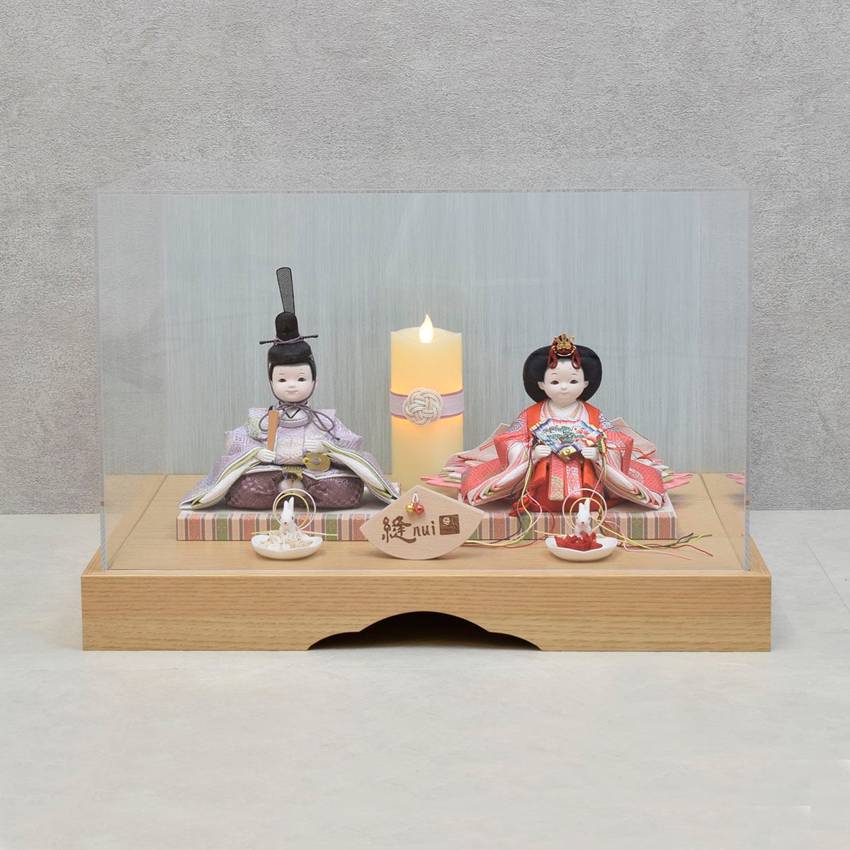 雛人形 親王飾り【向い蝶】縫 nui｜アクリルケース入り｜モダン
