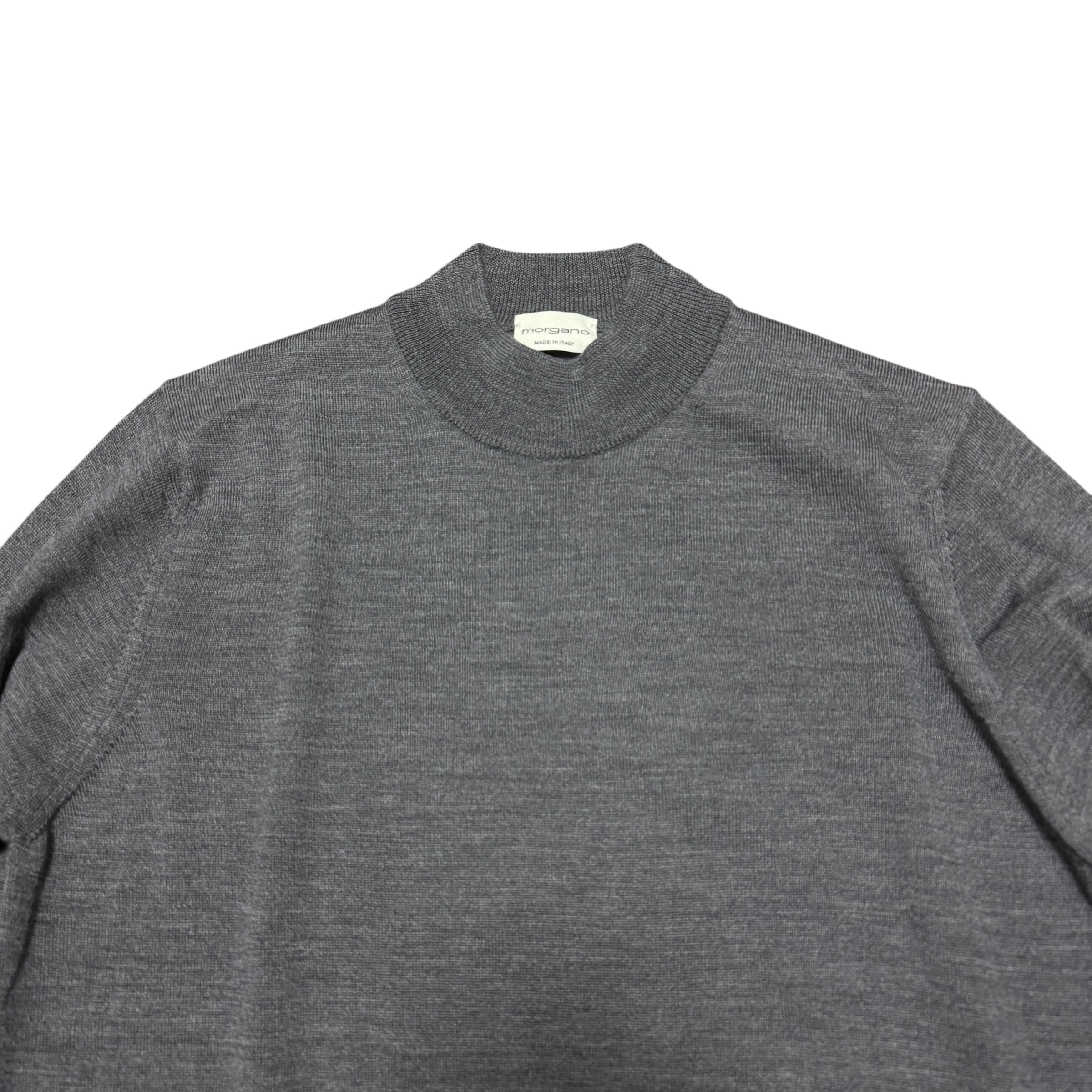 MORGANO モルガーノ 21ゲージ モックネック ニット グレー メンズ 48 L