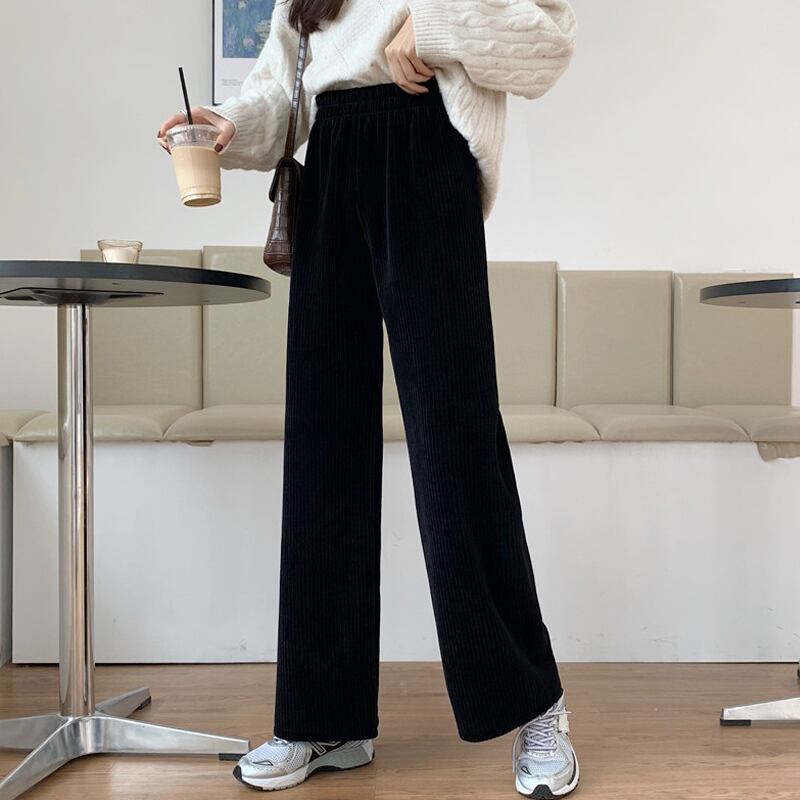 パンツ ブラックスプリングオータムハイウェストカジュアルルーズ 春物 秋物 試着室48234740883