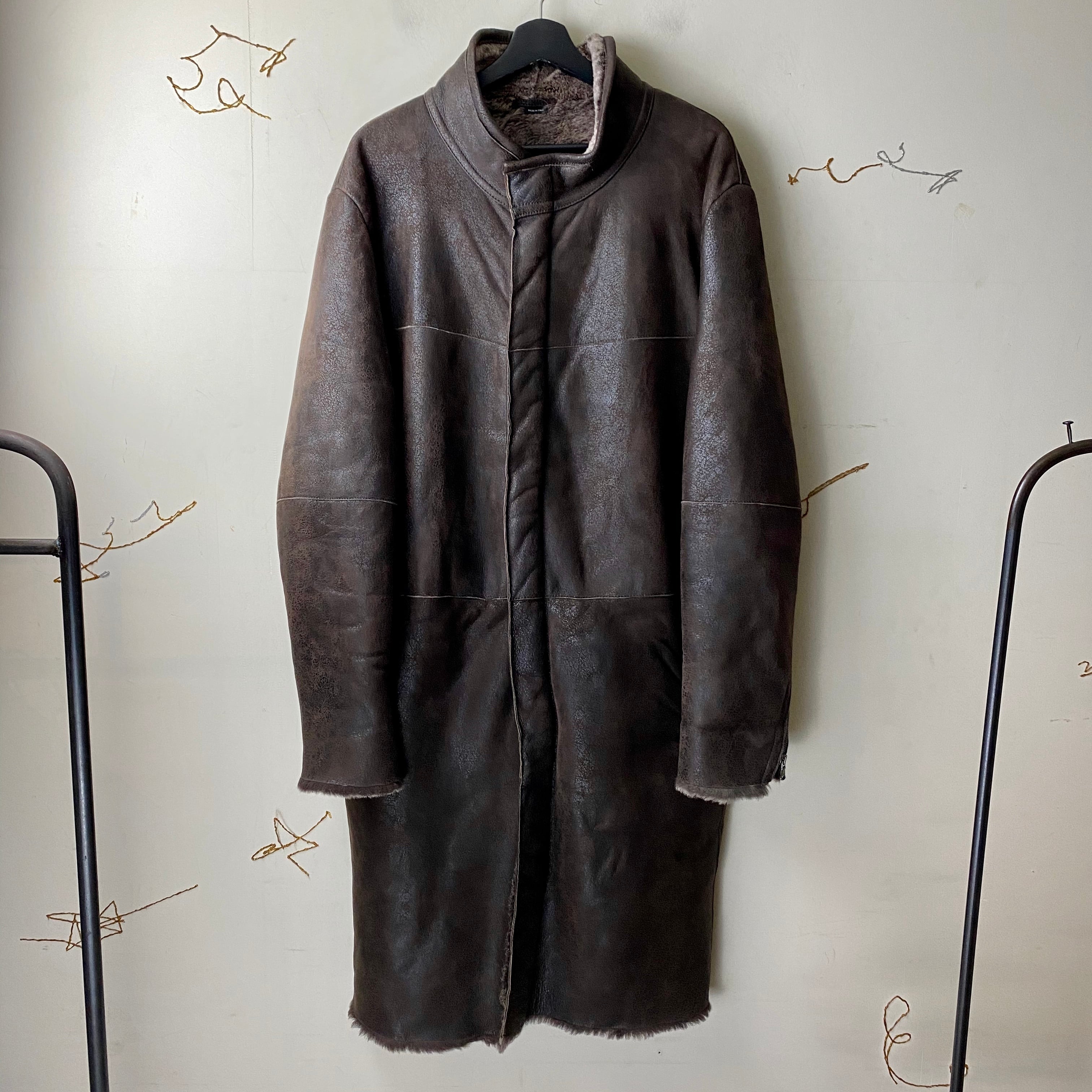 vintage EMPORIO ARMANI crack mouton coat | NOIR ONLINE