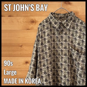 【ST JOHN'S BAY】90s 柄シャツ 総柄 半袖 レーヨン100% L US古着