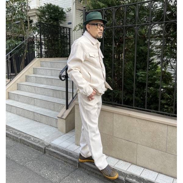 アイボリー ジャガードストレートパンツ セットアップ対応 メンズ