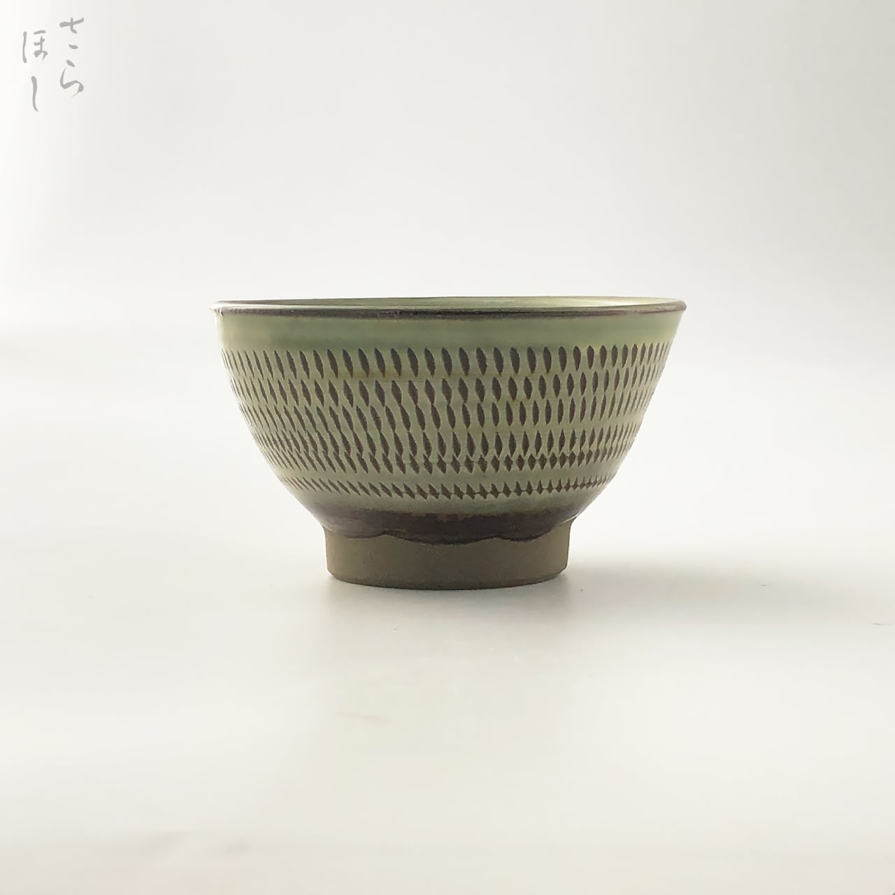 小鹿田焼 小袋窯 煎茶碗 飛びかんな 緑 口径約9cm 汲出 陶器 和食器 民
