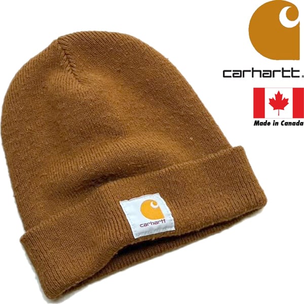 1点物◇カナダ製カーハートCarhartt茶ニット帽子ビーニーニット