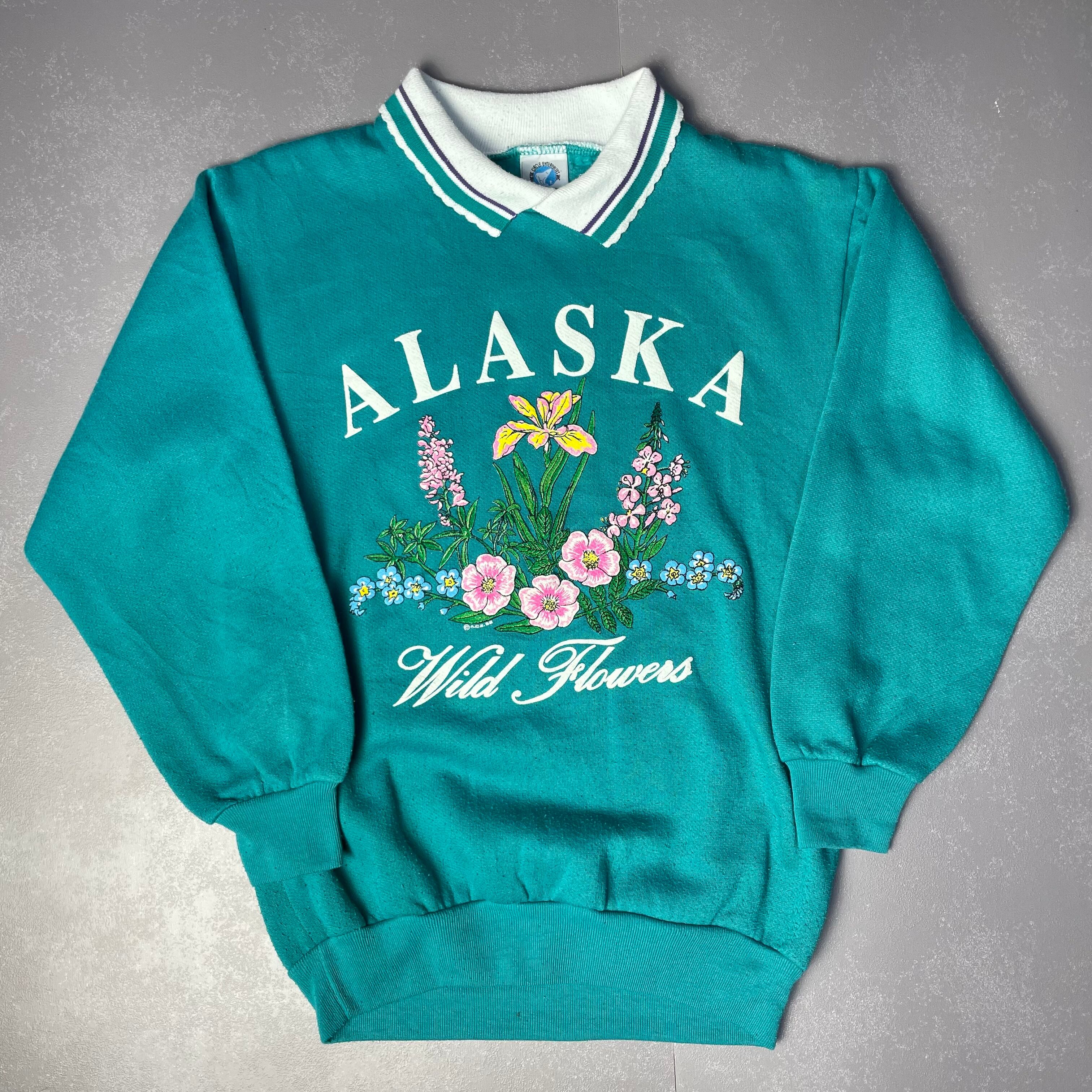 USA製 襟付き トップス スウェット トレーナー ブルー 青 メンズS古着 【スウェット】