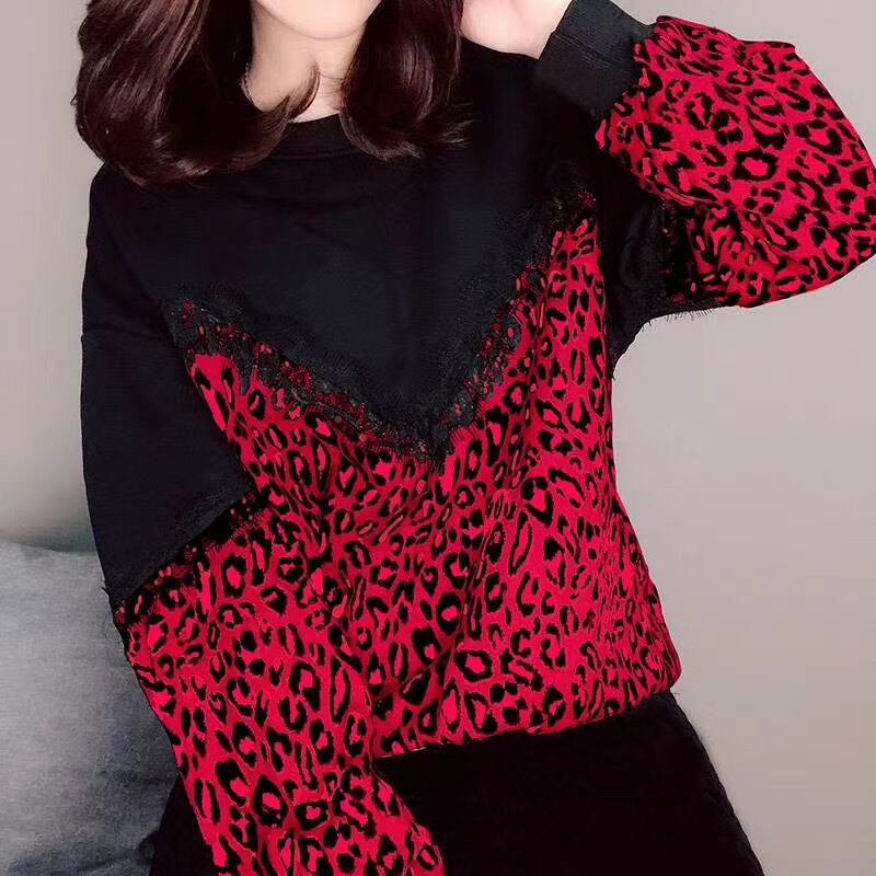 フロントレースレオパード柄トップス