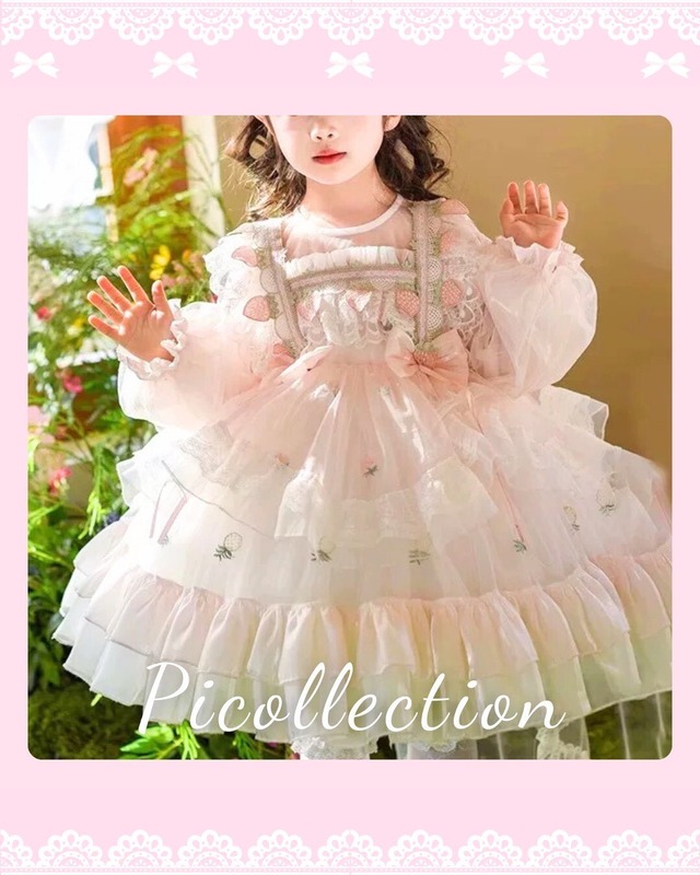 【Pico即納】size120 いちご刺繍ぴこロリ