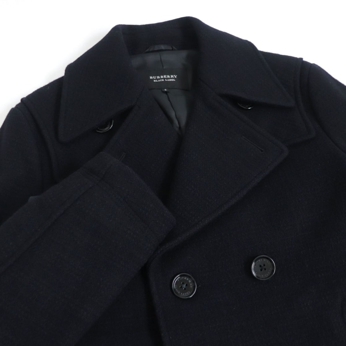 BURBERRY BLACK LABEL 早かっ ダークグリーン ウール ピーコート