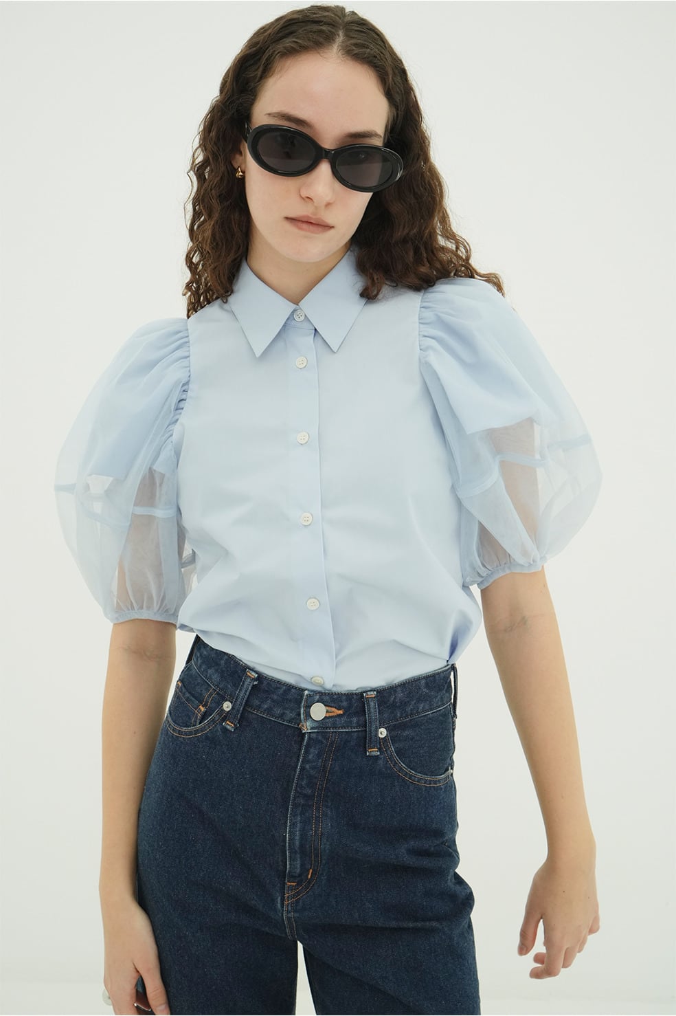 CLANE TULLE LAYERED SLEEVE SHIRTS | FLICKA ASHIYA
