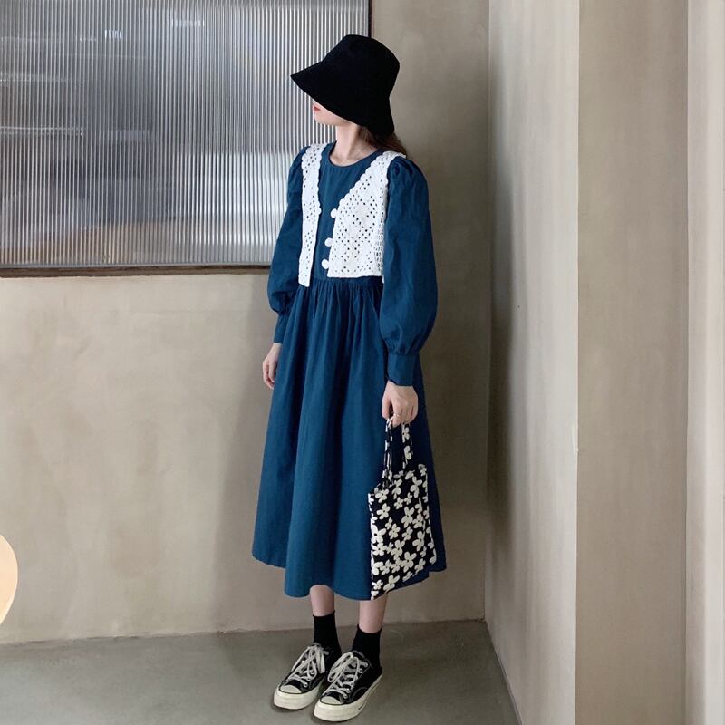 スプリングスカート ドレス スタンダードAライン ロング レトロ 春物 試着室33836079328