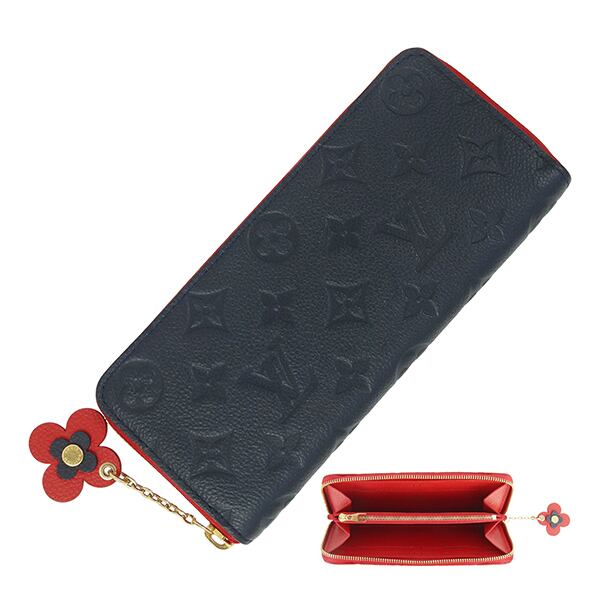Unused LOUIS VUITTON ルイヴィトン ポルトフォイユ クレマンス モノグラムアンプラント マリーヌルージュ M68325 フラワーチャーム ラウンドファスナー長財布 未使用品