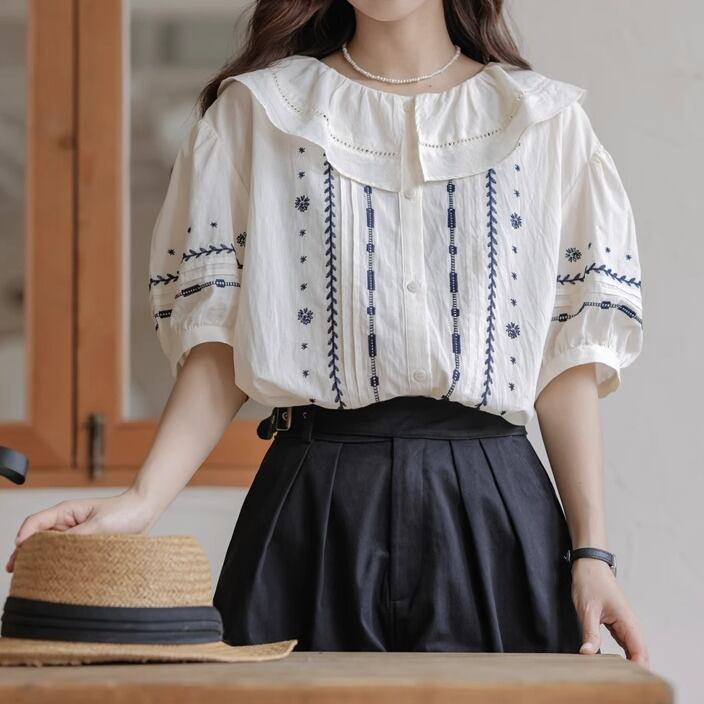 le-fluy アコーレ レフレイ 刺繍スカート 日本製 花柄 フレアカラー