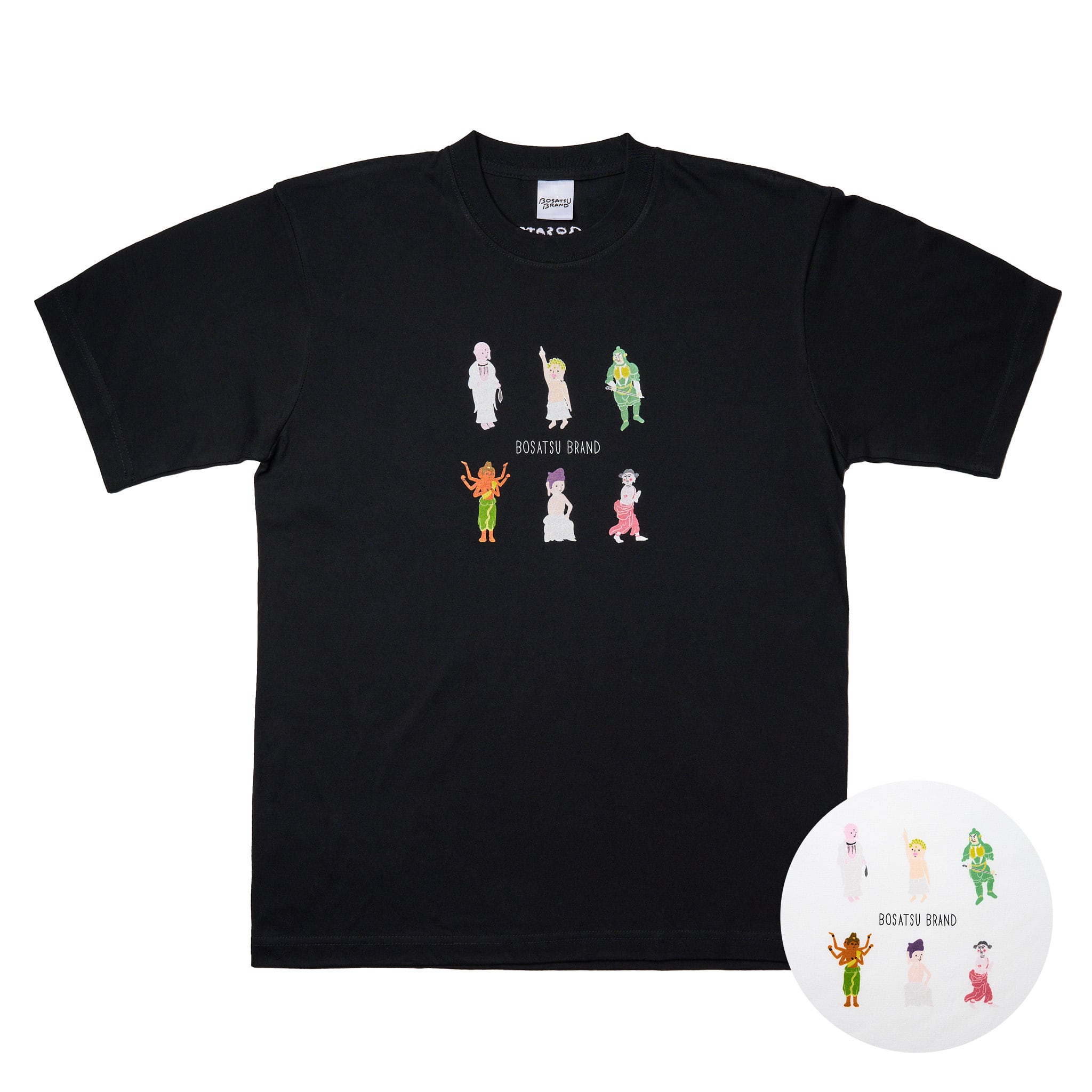 仏像といっしょに 2 Tシャツ (プリント) 6.2oz ホワイト/ブラック