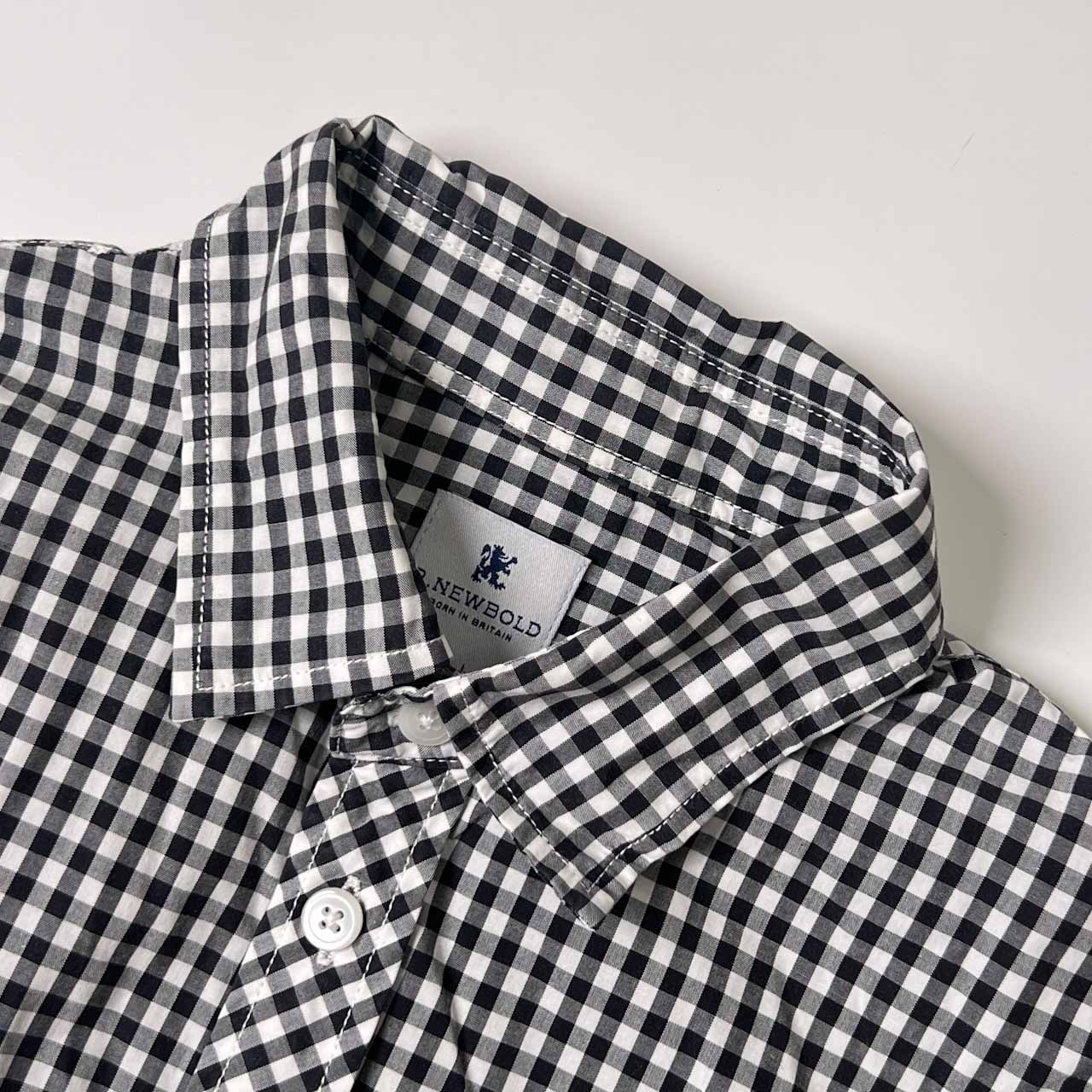 R.NEW BOLD アールニューボールド ギンガムチェック 5分袖 シャツ S/ブラック×ホワイト メンズ