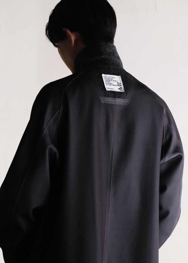 PHENIX by TKMT TYPE P-002A wool tweed balmacaan coat / Black