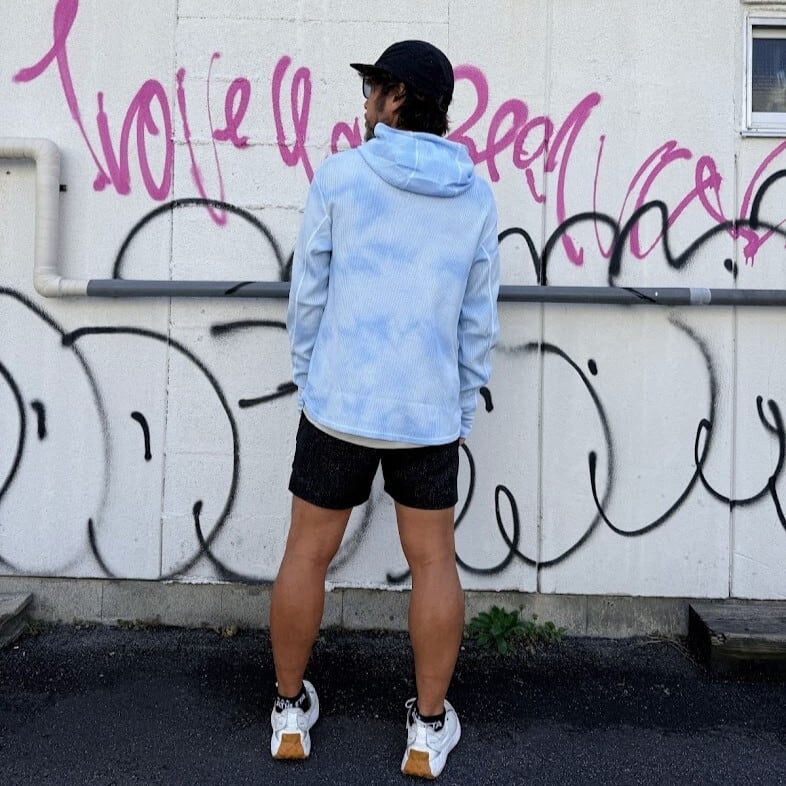 シャルボン charbon WOOL TIE DYE HOODIE SIZE:M charbon / PIGMENT DYE WAFFLE HOODIE（Light Blue） | 道がまっすぐ