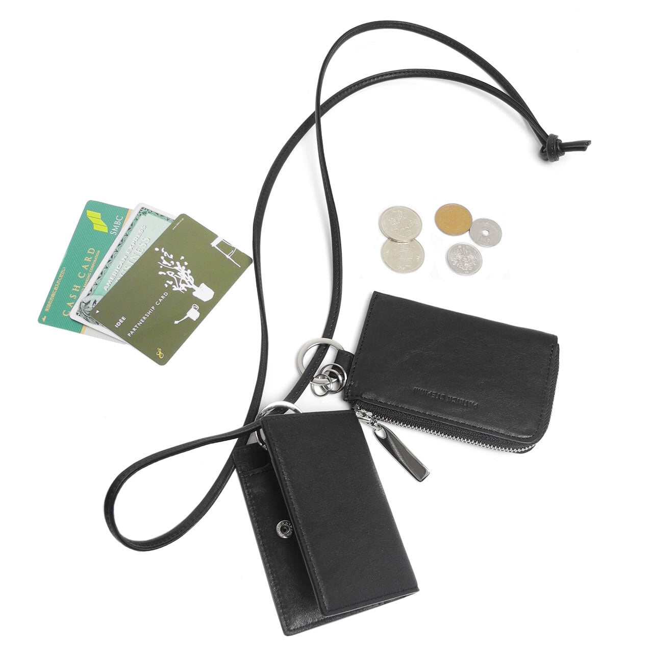 183AWA06 Leather wallet & card case 'empty-handed' ネック