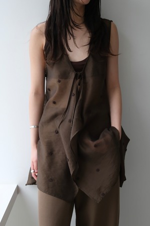 Dot Embroidery Sheer Vest　ドットエンブロイダリーシアーベスト　Brown