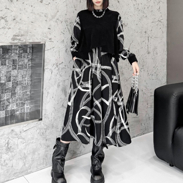 Fake two-piece dress(ME051)