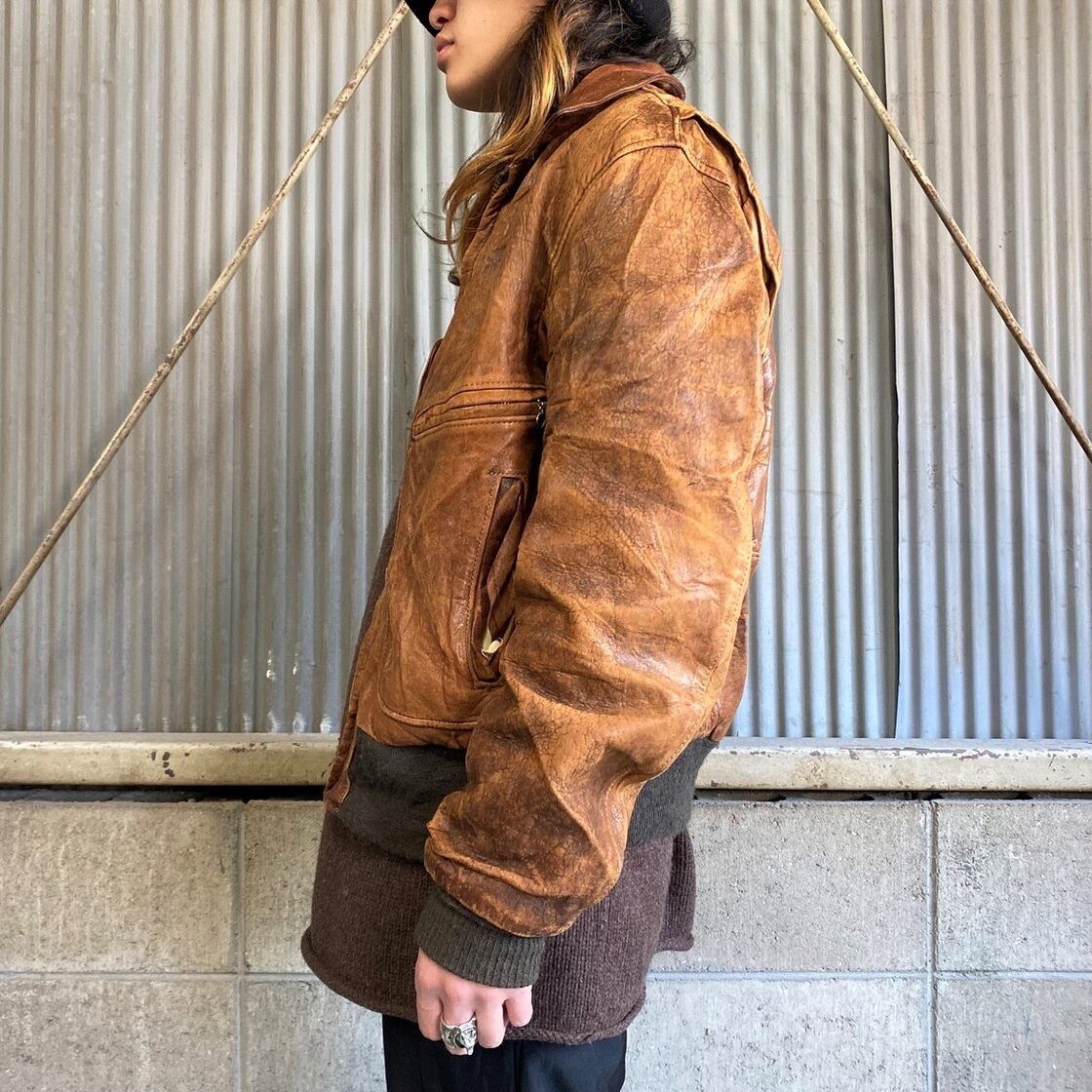 70〜80年代 ビンテージ Schott ショット レザーフライトジャケット 