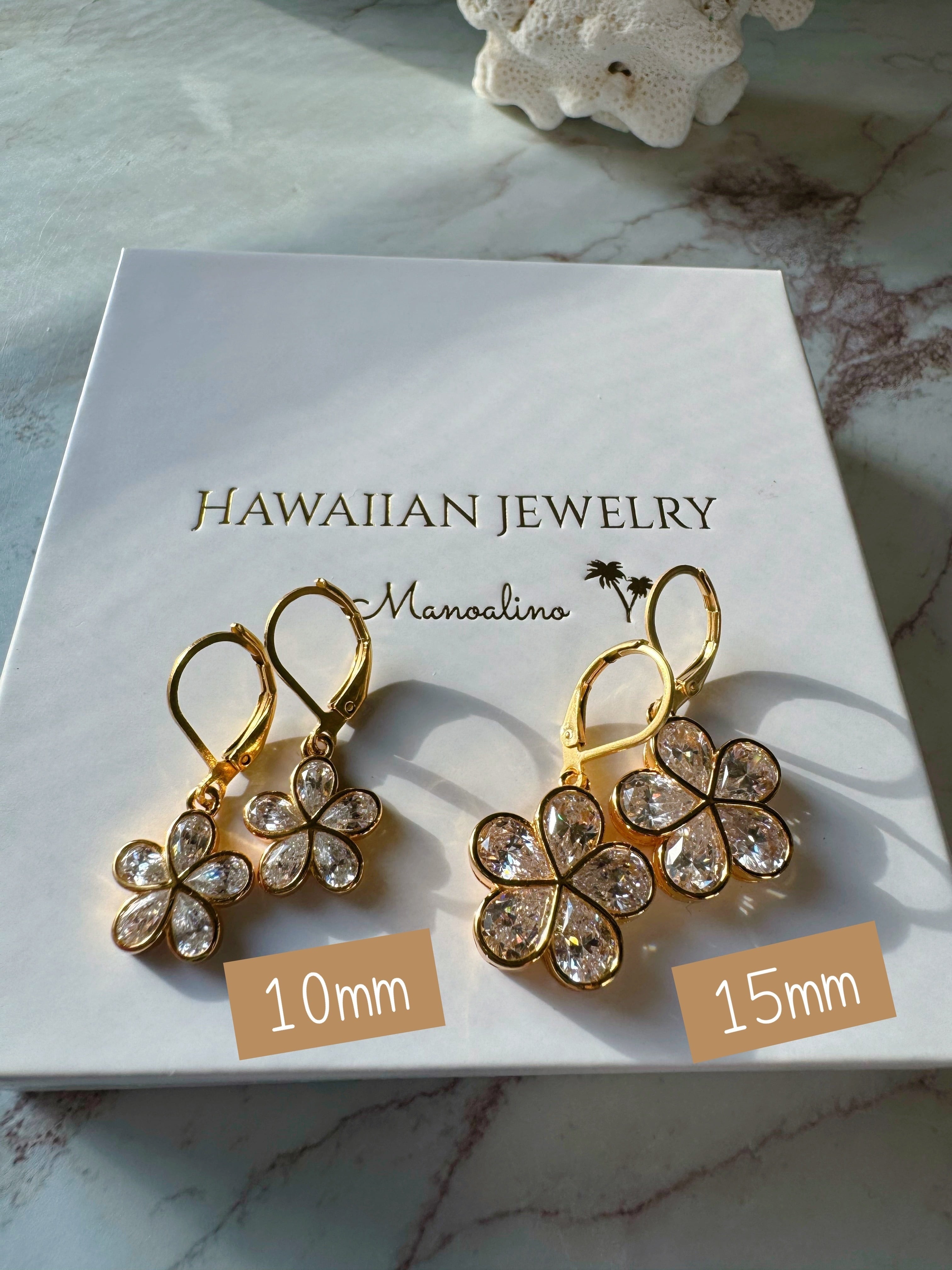 10mm Plumeria 5Arank Zirconia Hawaiianjewelry(10mmハワイアン