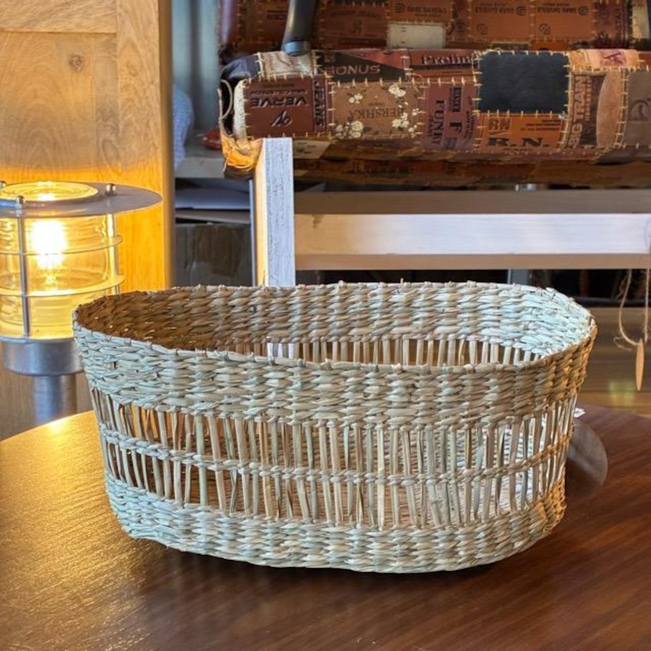 Vietnam Seagrass oval basket S　ベトナム　シーグラスオーバルバスケット S　家具　インテリア　収納　小物入れ　バスケット　水草　カゴ