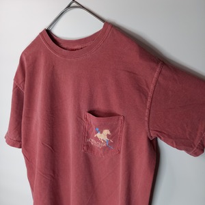 COMFORT COLORS　クルーネック　ポケットTシャツ　くすみレッド　S