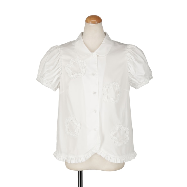 フラワーデコレーションブラウス　WHITE