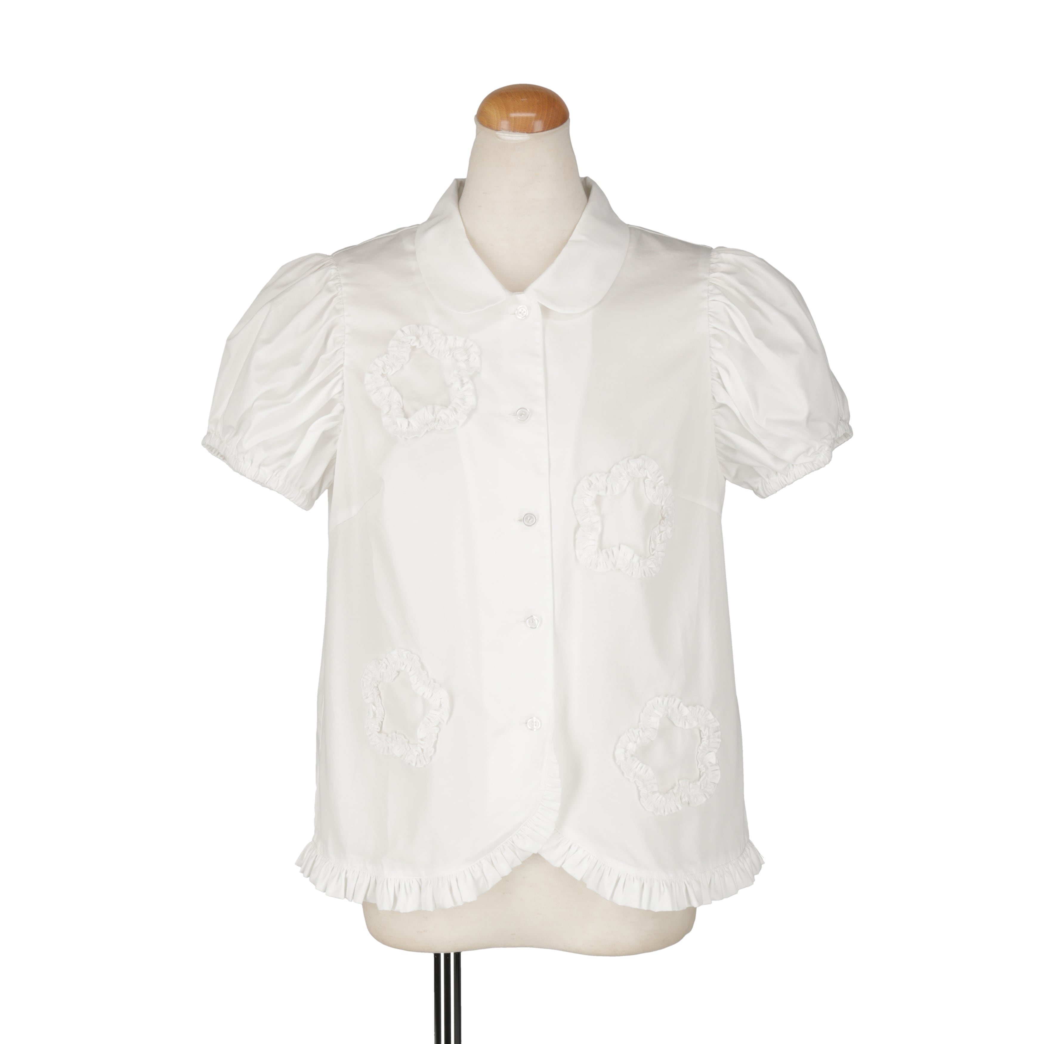 フラワーデコレーションブラウス　WHITE