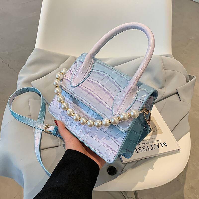 スプリングスタイルサマーパール 春物 夏物 真珠 スクウェア 手作りハンドバック49779455725